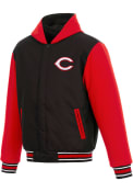 Cincinnati Reds Reversible Hooded Heavyweight Jacket - Black