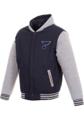 St Louis Blues Reversible Hooded Heavyweight Jacket - Navy Blue