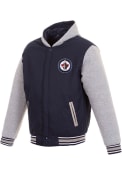 Winnipeg Jets Reversible Hooded Heavyweight Jacket - Navy Blue