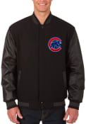 Chicago Cubs Reversible Wool Leather Heavyweight Jacket - Black