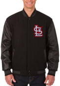 St Louis Cardinals Reversible Wool Leather Heavyweight Jacket - Black