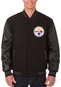 Pittsburgh Steelers Reversible Wool Leather Heavyweight Jacket - Black