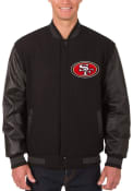 San Francisco 49ers Reversible Wool Leather Heavyweight Jacket - Black