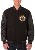 Boston Bruins Reversible Wool Leather Heavyweight Jacket - Black