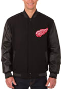 Detroit Red Wings Reversible Wool Leather Heavyweight Jacket - Black
