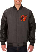 Baltimore Orioles Reversible Wool Leather Heavyweight Jacket - Grey