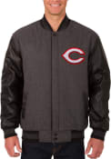 Cincinnati Reds Reversible Wool Leather Heavyweight Jacket - Grey