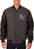 Kansas City Royals Reversible Wool Leather Heavyweight Jacket - Grey