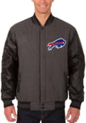 Buffalo Bills Reversible Wool Leather Heavyweight Jacket - Grey
