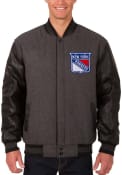 New York Rangers Reversible Wool Leather Heavyweight Jacket - Grey