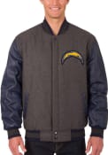 Los Angeles Chargers Reversible Wool Leather Heavyweight Jacket - Grey