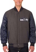 Seattle Seahawks Reversible Wool Leather Heavyweight Jacket - Grey