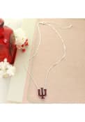 Indiana Hoosiers Womens Crystal Logo 16 Inch Necklace - Red