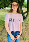 Alternative Apparel Philadelphia W Vintage Faded Pink Disconnected Cropped Short Sleeve T-Shirt