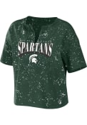 Michigan State Spartans Womens WEAR by Erin Andrews Bleach Splatter T-Shirt - Green