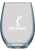White Cincinnati Bearcats 21oz Logo Engraved Stemless Wine Glass
