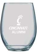 White Cincinnati Bearcats 21oz Etched Stemless Wine Glass