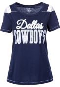 Dallas Cowboys Womens Navy Blue Flapper T-Shirt