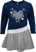 Dallas Cowboys Toddler Girls Navy Blue Heart LS Dresses