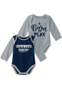 Dallas Cowboys Baby Little Player 2 PK LS One Piece - Navy Blue