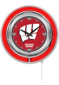 Wisconsin Badgers 15 in Logo Neon Wall Clock