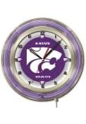 Silver K-State Wildcats 19 in Neon Wall Clock