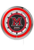 Miami RedHawks 19 in Logo Neon Wall Clock