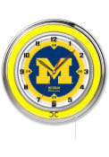 Michigan Wolverines 19 in Neon Wall Clock