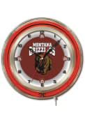 Montana Grizzlies 19 in Neon Wall Clock