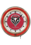 New Mexico Lobos 19 in Neon Wall Clock