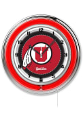 Utah Utes 19 in Neon Wall Clock