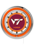 Virginia Tech Hokies 19 in Neon Wall Clock