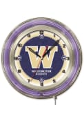 Washington Huskies 19 in Neon Wall Clock