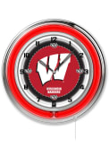 Wisconsin Badgers 19 in Logo Neon Wall Clock