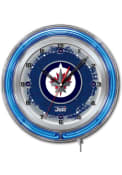 Winnipeg Jets 19 in Neon Wall Clock
