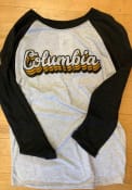 Columbia White 70s Stacked Script Raglan ¾ Sleeve T Shirt