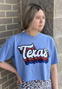 Texas Womens Stacked Script T-Shirt - Light Blue