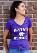 K-State Wildcats Womens Purple Simple V-Neck
