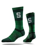 Strideline Michigan State Spartans Mens Green Fade Stripe Crew Socks