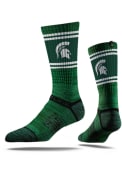 Strideline Michigan State Spartans Mens Green Fade Stripe Crew Socks