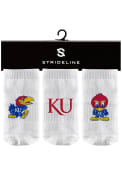 Kansas Jayhawks Baby Strideline 3PK Quarter Socks - White