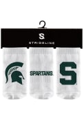 Michigan State Spartans Baby Strideline 3PK Quarter Socks - White