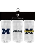 Michigan Wolverines Baby Strideline 3PK Quarter Socks - White