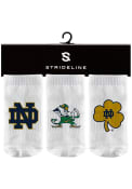 Notre Dame Fighting Irish Baby Strideline 3PK Quarter Socks - White
