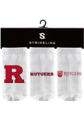 Rutgers Scarlet Knights Baby Strideline 3PK Quarter Socks - White