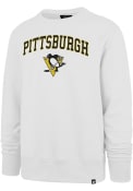 Pittsburgh Penguins 47 ARCH GAME HEADLINE Crew Sweatshirt - White