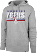 Philadelphia 76ers 47 Multi Stripe Headline Hooded Sweatshirt - Grey
