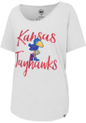 47 Kansas Jayhawks Womens White Watercolor Boyfriend Scoop