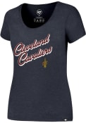 47 Cleveland Cavaliers Womens Club Slant Wordmark Navy Blue Scoop T-Shirt