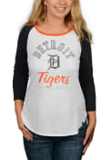 47 Detroit Tigers Womens Arch Script Splitter White T-Shirt